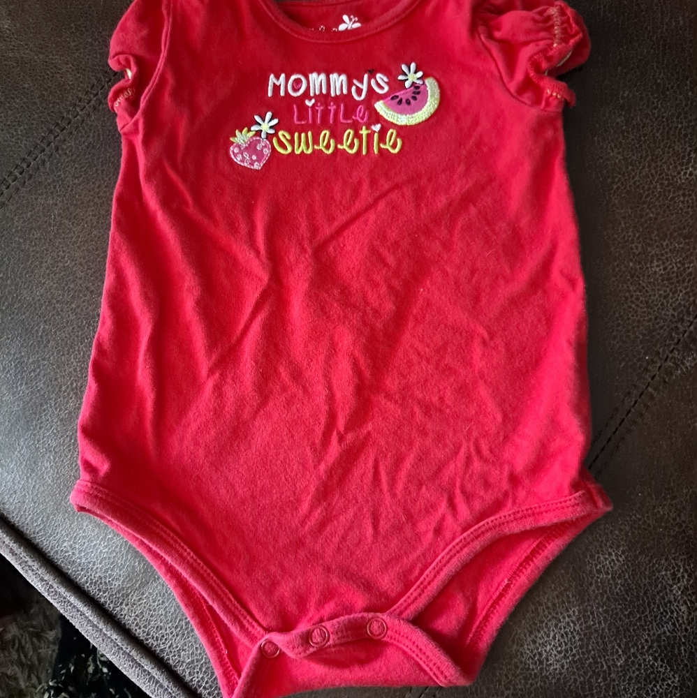 3-6m Red Girls Shortsleeve Onsie